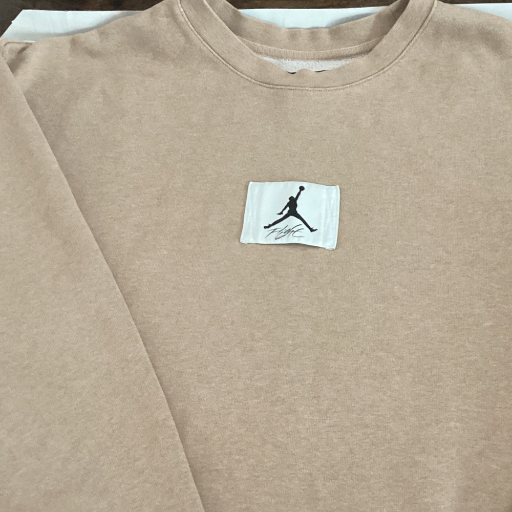Jordan Men’s Crewneck Sweater in Tan with Black Jumpman Patch